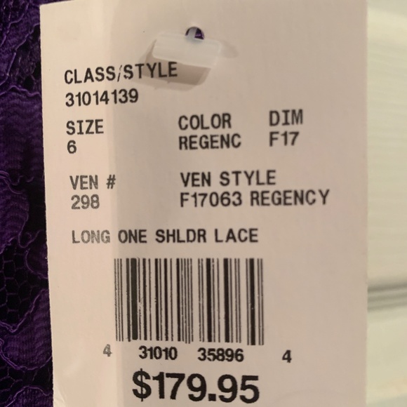 David's Bridal Purple Long Dress One-Shoulder Style #F17063 - . NWT - Size 6 - Picture 7 of 17